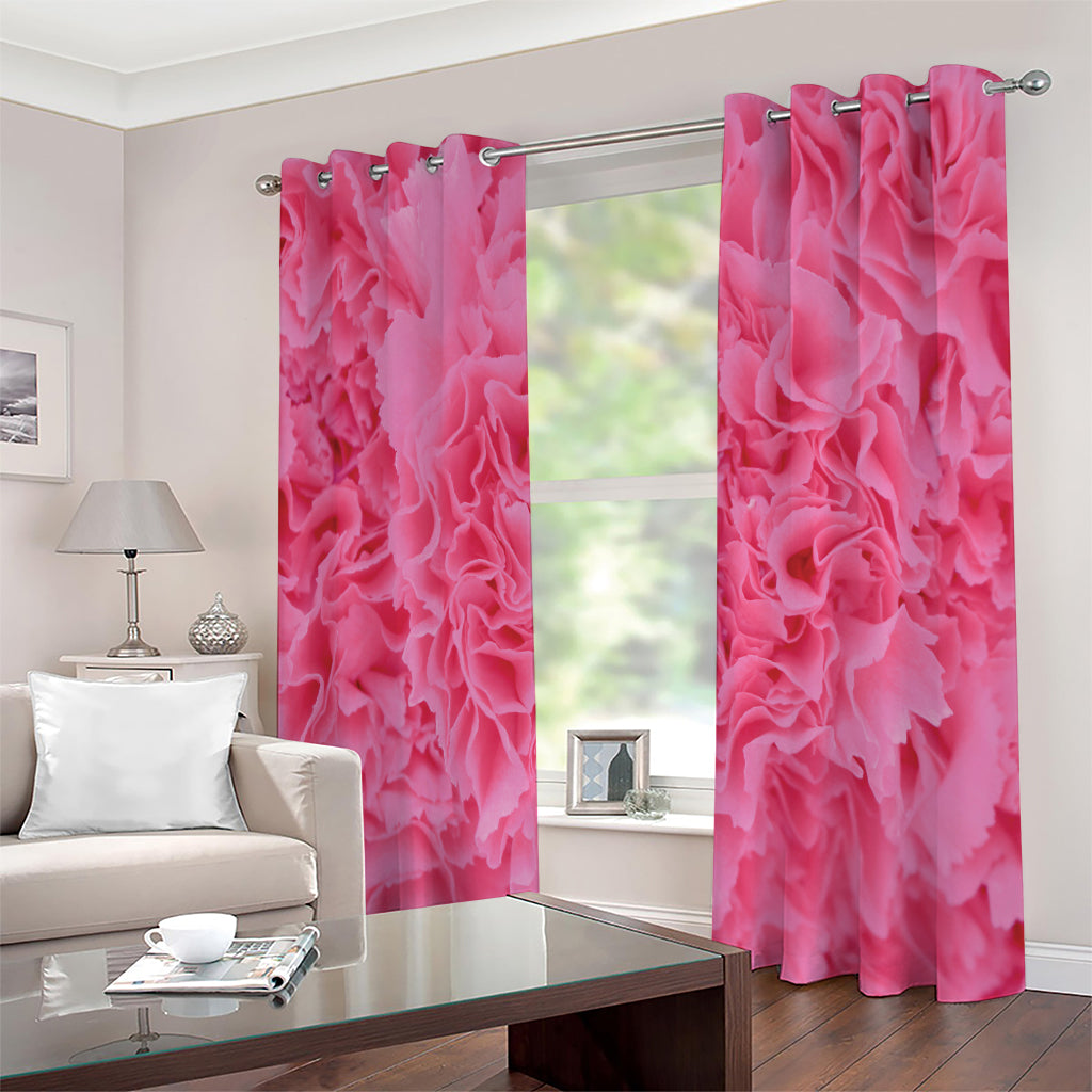 Pink Carnation Flower Print Extra Wide Grommet Curtains