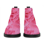 Pink Carnation Flower Print Flat Ankle Boots