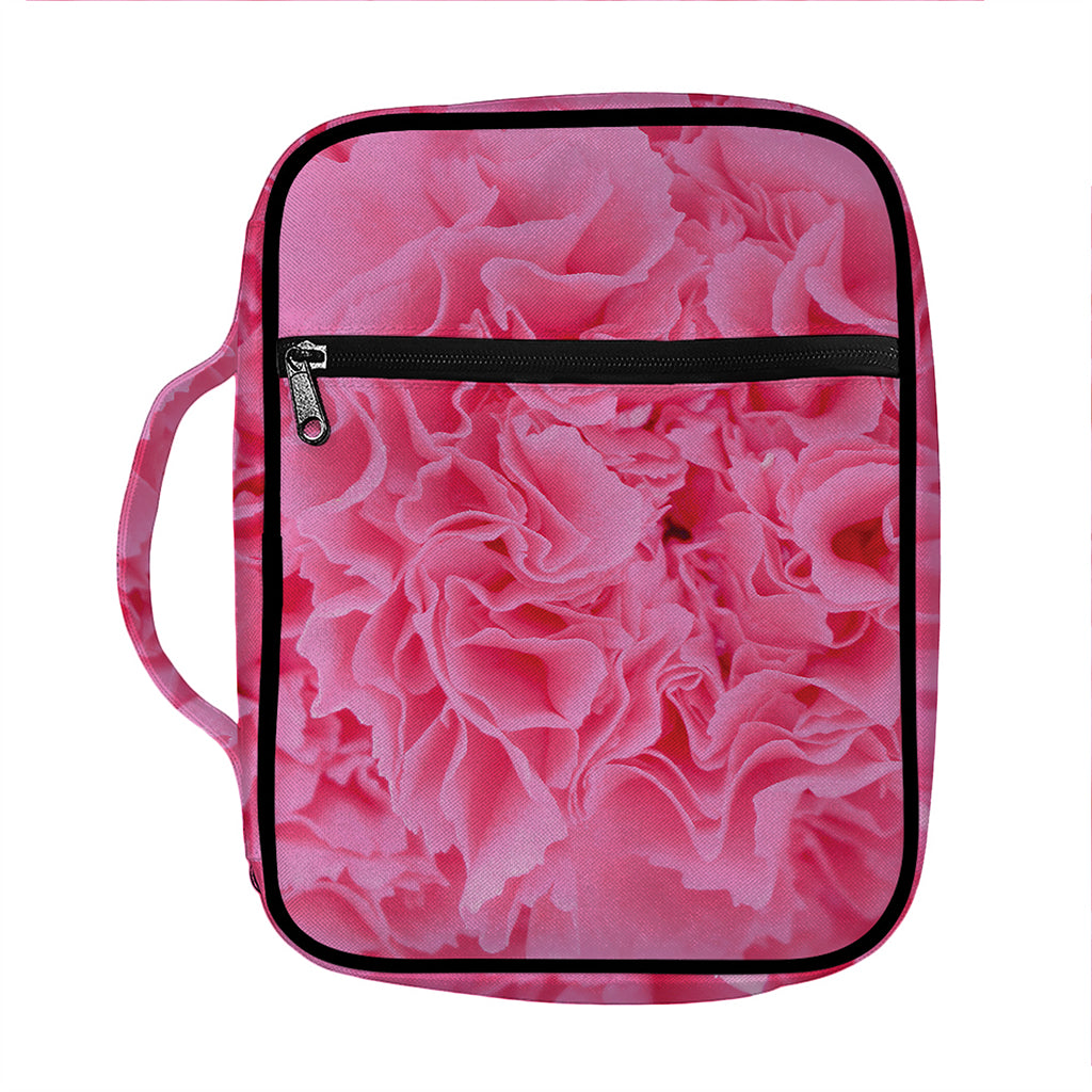 Pink Carnation Flower Print Front Pocket Bible Bag