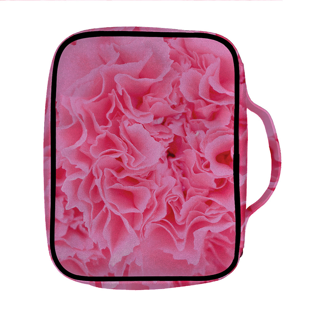 Pink Carnation Flower Print Front Pocket Bible Bag