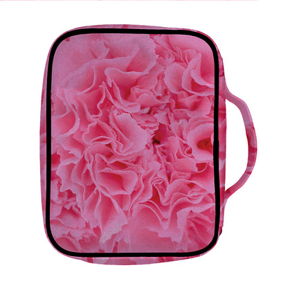 Pink Carnation Flower Print Front Pocket Bible Bag