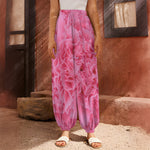 Pink Carnation Flower Print Harem Pants