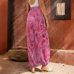 Pink Carnation Flower Print Harem Pants