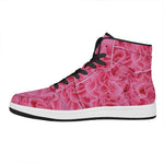 Pink Carnation Flower Print High Top Leather Sneakers