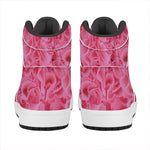 Pink Carnation Flower Print High Top Leather Sneakers