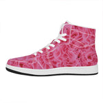 Pink Carnation Flower Print High Top Leather Sneakers