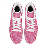 Pink Carnation Flower Print High Top Leather Sneakers