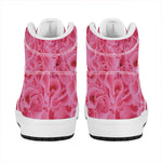 Pink Carnation Flower Print High Top Leather Sneakers
