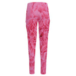 Pink Carnation Flower Print High-Waisted Pocket Leggings