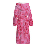 Pink Carnation Flower Print Hooded Bathrobe