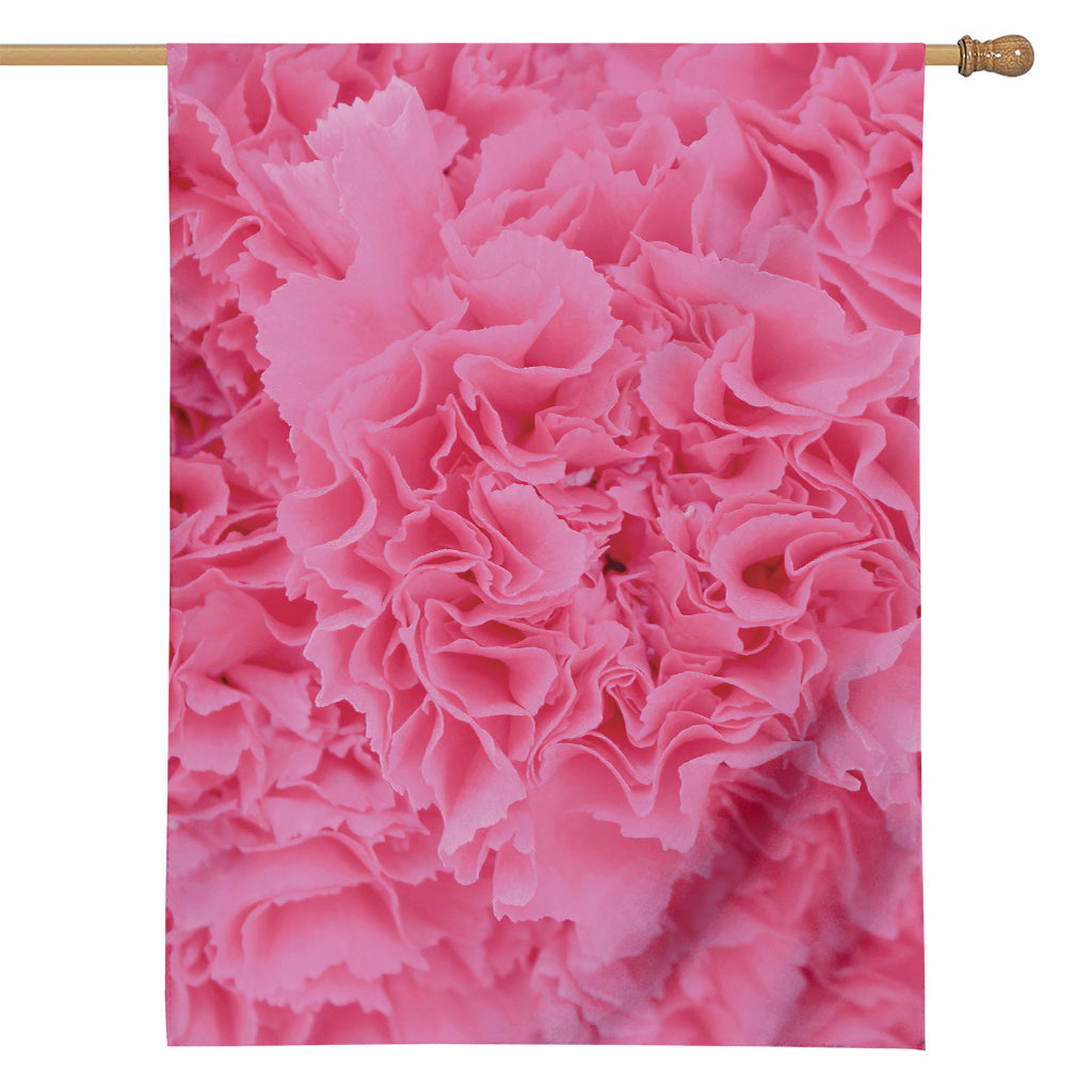 Pink Carnation Flower Print House Flag
