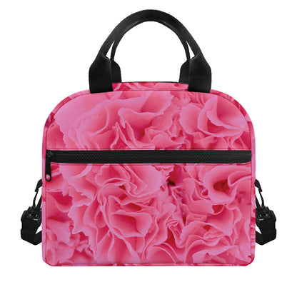Pink Carnation Flower Print Insulated Lunch Bag