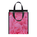 Pink Carnation Flower Print Insulated Lunch Tote