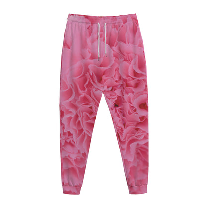 Pink Carnation Flower Print Jogger Pants