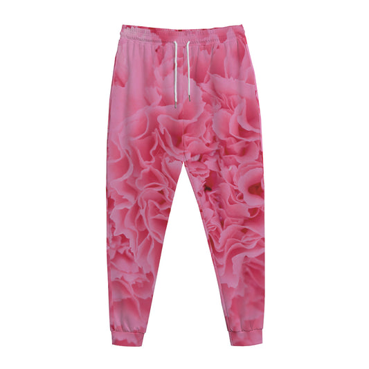 Pink Carnation Flower Print Jogger Pants