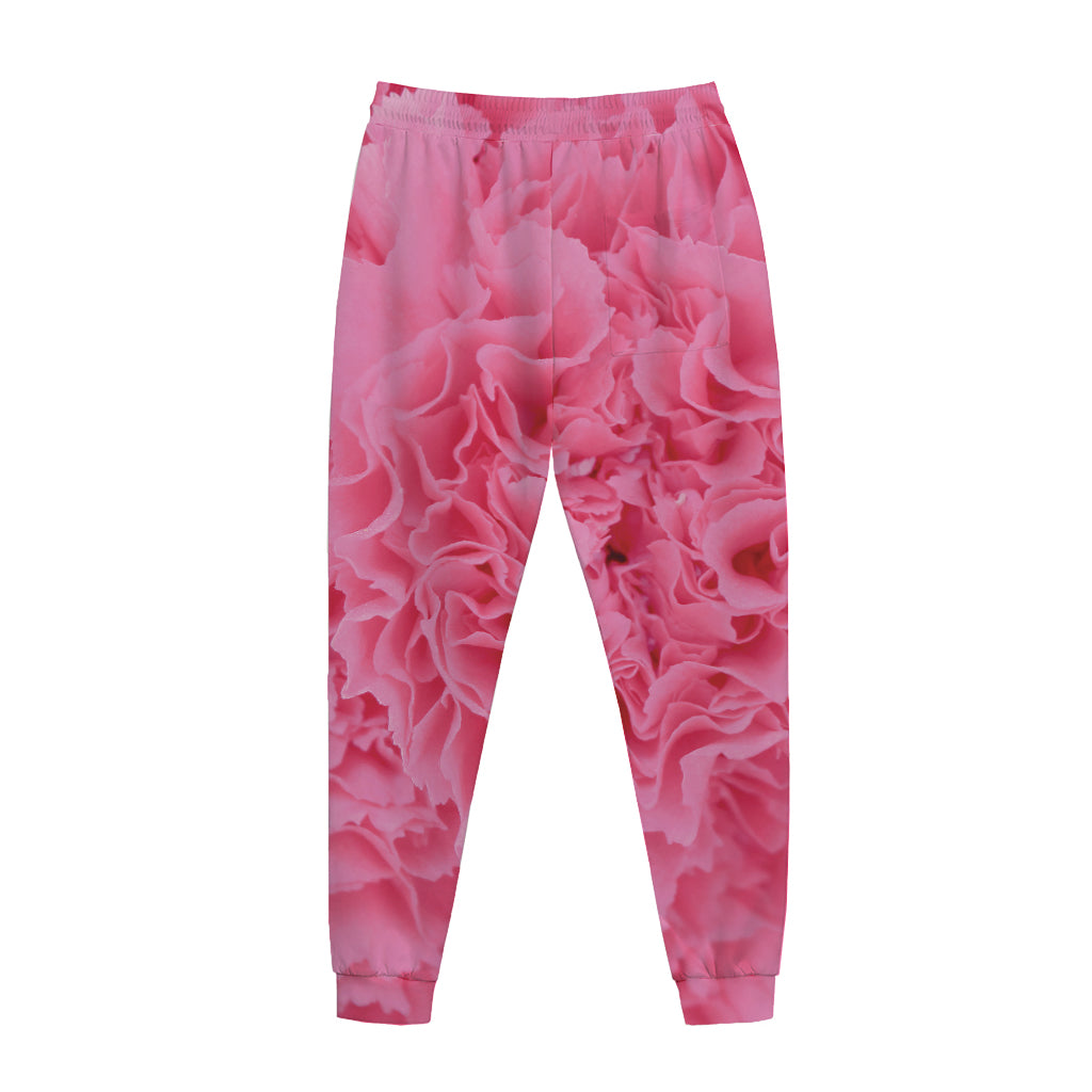 Pink Carnation Flower Print Jogger Pants