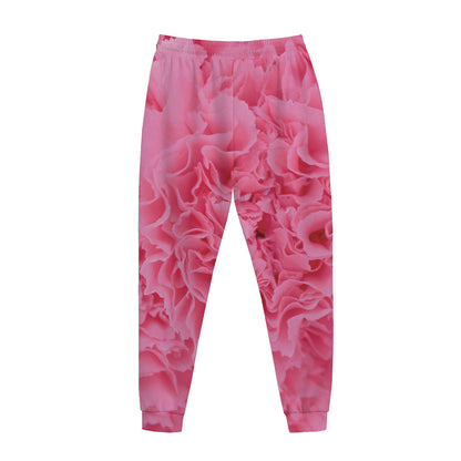 Pink Carnation Flower Print Jogger Pants