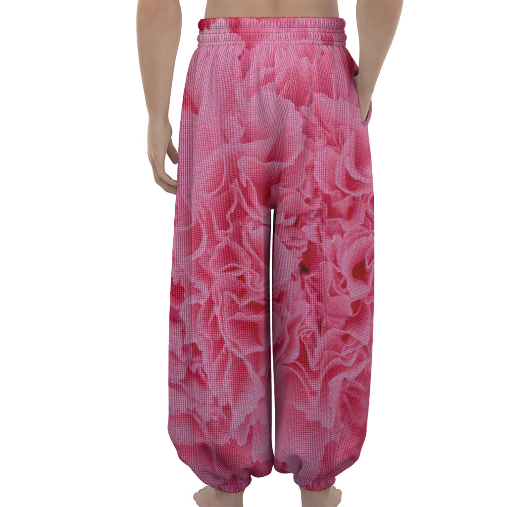 Pink Carnation Flower Print Lantern Pants