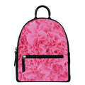 Pink Carnation Flower Print Leather Backpack