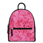 Pink Carnation Flower Print Leather Backpack