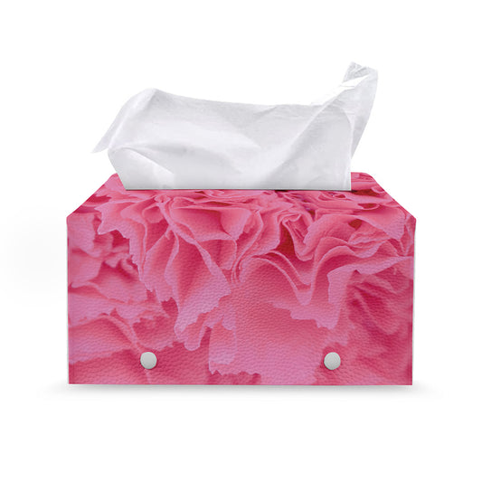 Pink Carnation Flower Print Leather Tissue Box Cover