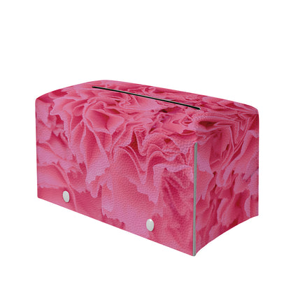 Pink Carnation Flower Print Leather Tissue Box Cover