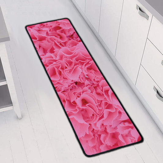 Pink Carnation Flower Print Long Kitchen Mat