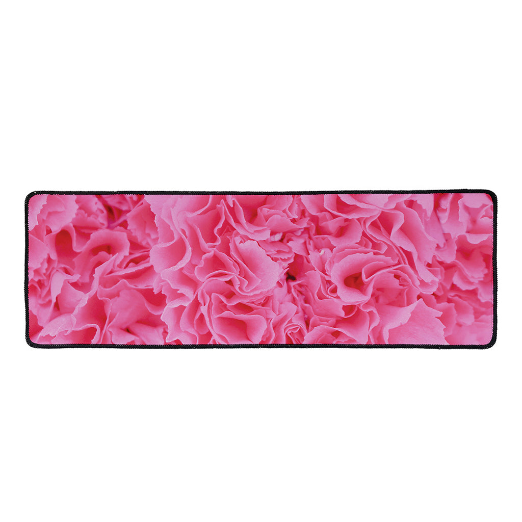 Pink Carnation Flower Print Long Kitchen Mat