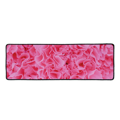Pink Carnation Flower Print Long Kitchen Mat