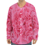 Pink Carnation Flower Print Long Sleeve Baseball Jersey