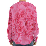 Pink Carnation Flower Print Long Sleeve Baseball Jersey