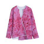Pink Carnation Flower Print Long Sleeve Short Coat