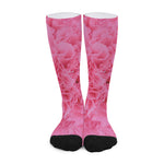 Pink Carnation Flower Print Long Socks