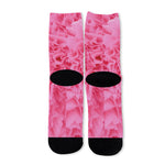 Pink Carnation Flower Print Long Socks