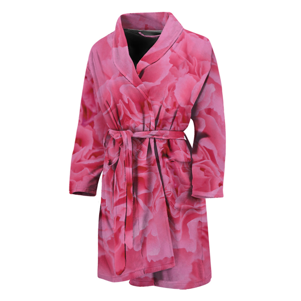 Pink Carnation Flower Print Men's Bathrobe