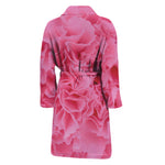 Pink Carnation Flower Print Men's Bathrobe