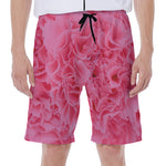 Pink Carnation Flower Print Men's Beach Shorts