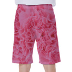 Pink Carnation Flower Print Men's Beach Shorts