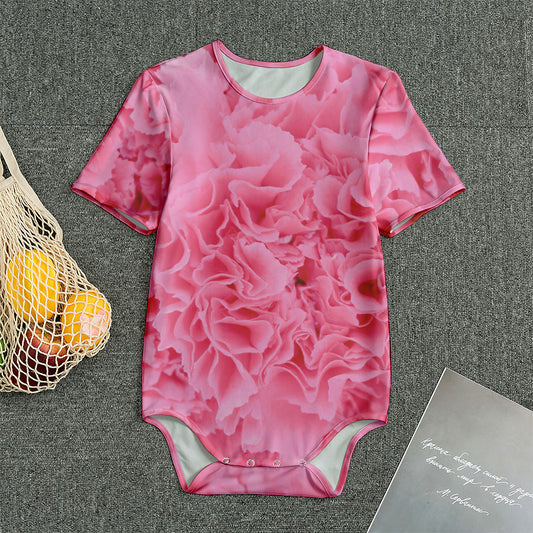 Pink Carnation Flower Print Men's Bodysuit
