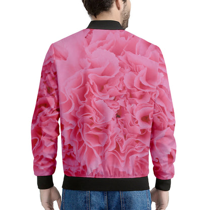 Pink Carnation Flower Print Men's Bomber Jacket