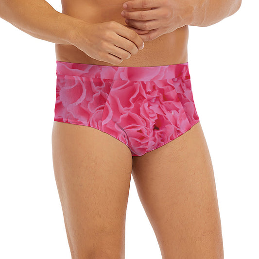 Pink Carnation Flower Print Men's Briefs