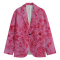 Pink Carnation Flower Print Men's Cotton Blazer