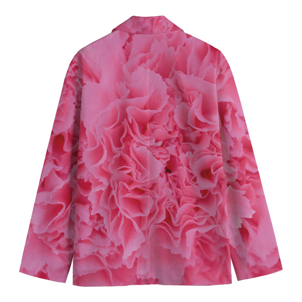 Pink Carnation Flower Print Men's Cotton Blazer