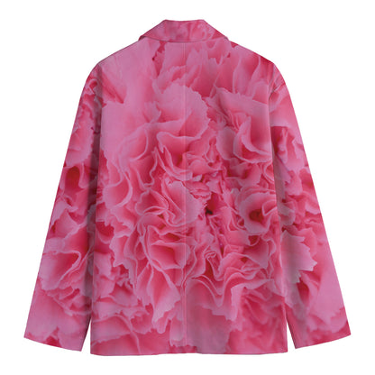Pink Carnation Flower Print Men's Cotton Blazer