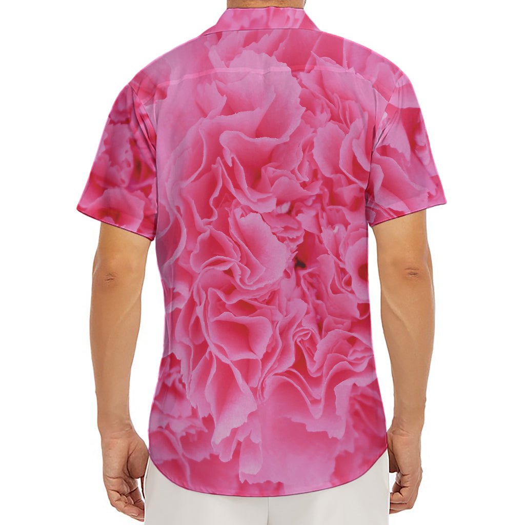 Pink Carnation Flower Print Men's Deep V-Neck Shirt