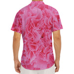 Pink Carnation Flower Print Men's Deep V-Neck Shirt