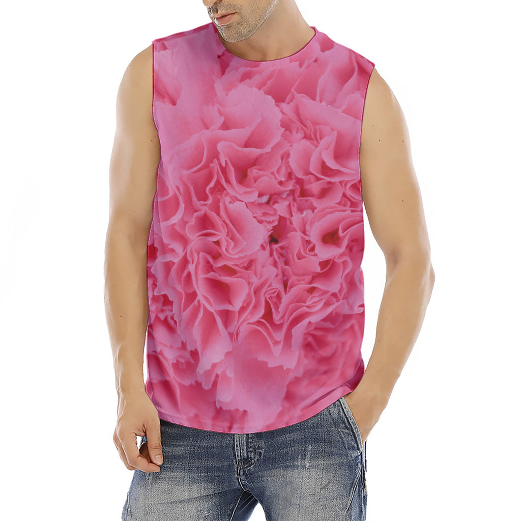 Pink Carnation Flower Print Men's Fitness Tank Top