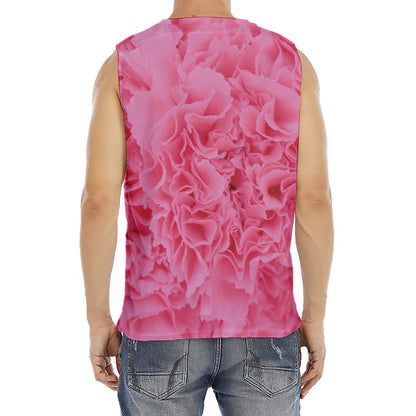 Pink Carnation Flower Print Men's Fitness Tank Top
