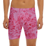 Pink Carnation Flower Print Men's Long Boxer Briefs