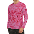 Pink Carnation Flower Print Men's Long Sleeve Rash Guard